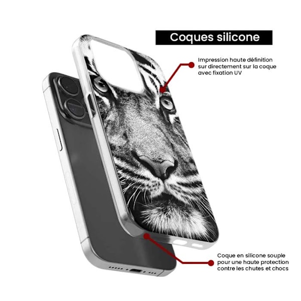 Siliconefodral - Kompatibel med Samsung Galaxy A24 4G - design med svart och vit tiger Transparent