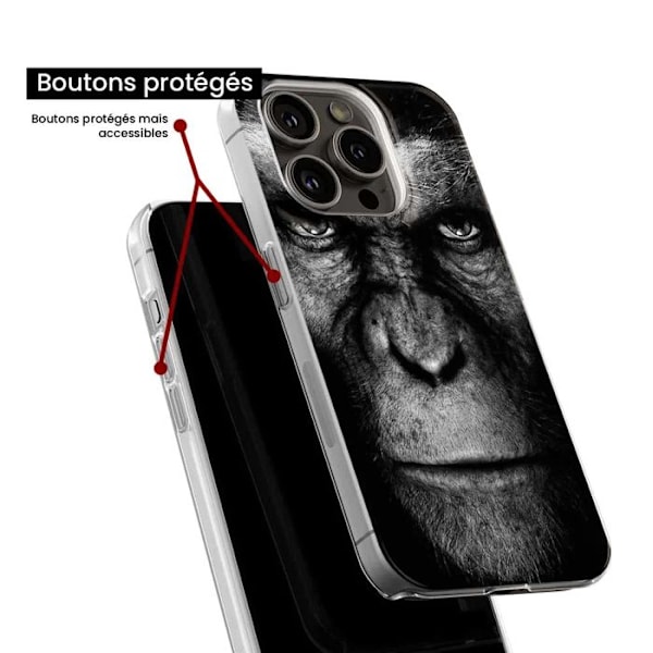 Tryckt silikonfodral som är kompatibelt med Apple iPhone 16 Pro Monkey Transparent