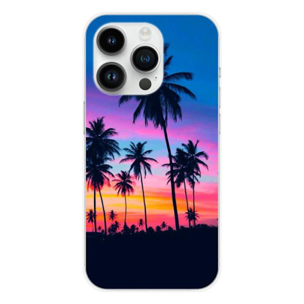Silicone-fodral - Kompatibel med Apple iPhone 15 Pro - design med färgglada palmer Transparent