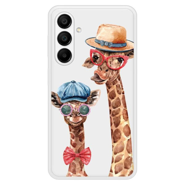 Siliconförstärkt tryckt skal kompatibel med Samsung Galaxy A15 Rolig Giraff Transparent