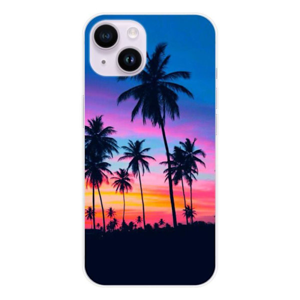 Silicone-skalskydd - Kompatibel med Apple iPhone 14 - palmträd design i färger Transparent