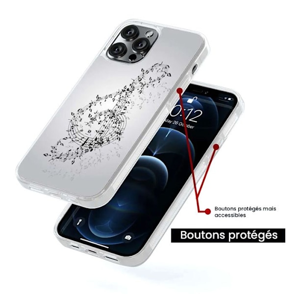 Siliconfodral med förstärkning, tryckt, kompatibel med Apple iPhone 16 Plus Valse des notes Transparent