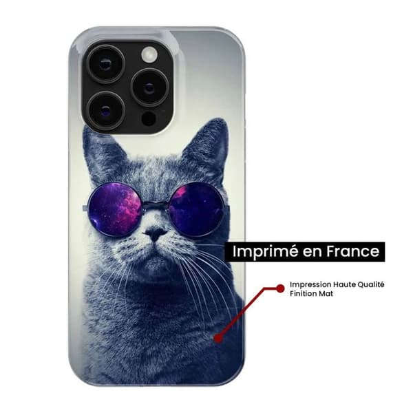 Silikonskal - Kompatibel med Apple iPhone 13 Pro - design med katt och glasögon Transparent