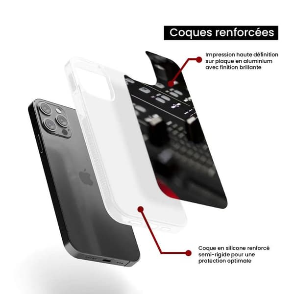 Förstärkt silikonfodral med tryck kompatibelt med Apple iPhone 16 Pro Dj Mixer Transparent