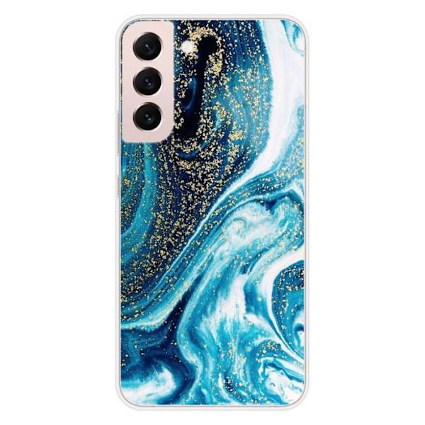 Siliconetskal - Kompatibel med Samsung Galaxy S22 Plus - design i blå glittrande marmor Transparent