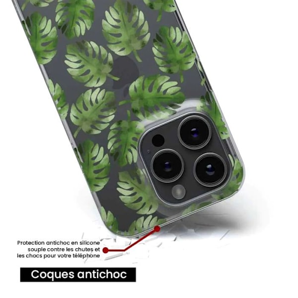 Silicone skal - Kompatibel med Samsung Galaxy A16 - design med monstera-blader Transparent