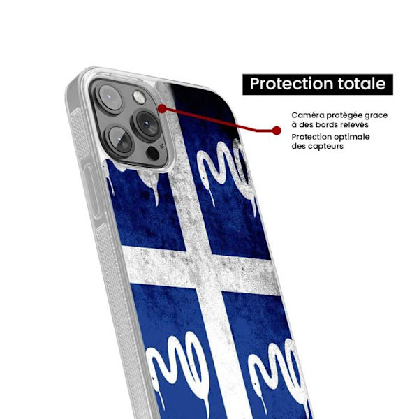 Förstärkt silikonfodral med tryck kompatibelt med Apple iPhone 13 Pro Max Martinique flagga Transparent