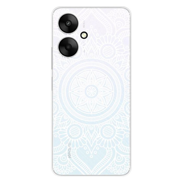 Tryckt silikonfodral som är kompatibelt med Xiaomi Redmi 13C 5G Mandala vit Transparent