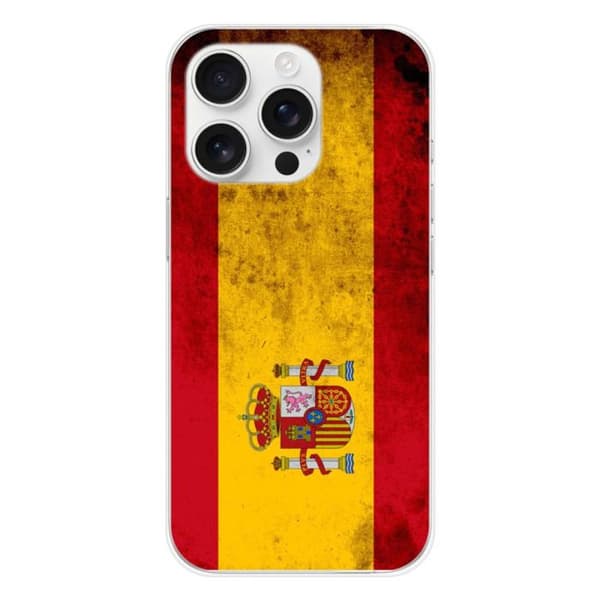 Siliconcase - Kompatibel med Apple iPhone 16 Pro - design med spansk flagga Transparent
