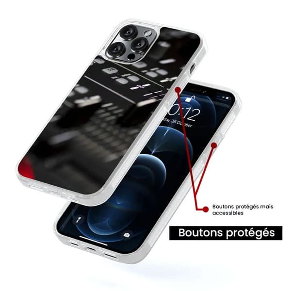 Förstärkt tryckt silikonskal kompatibelt med Apple iPhone 13 Pro Max Dj Mixer Transparent