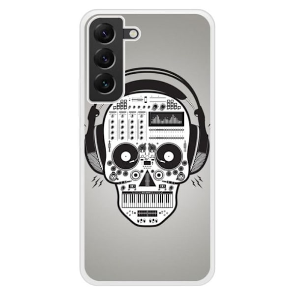 Coque i förstärkt silikon med tryck kompatibel med Samsung Galaxy S22 Plus Skull Music Transparent