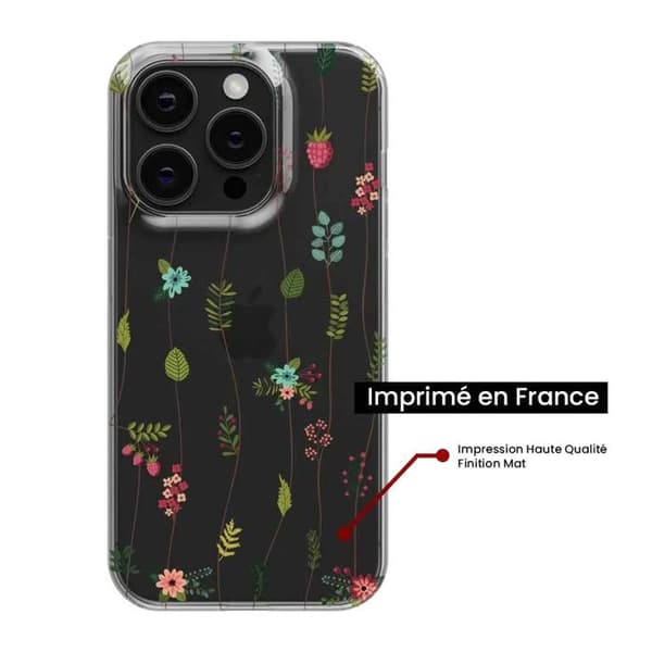 Silikonfodral - Kompatibel med Apple iPhone 15 Pro - design med blommor Transparent