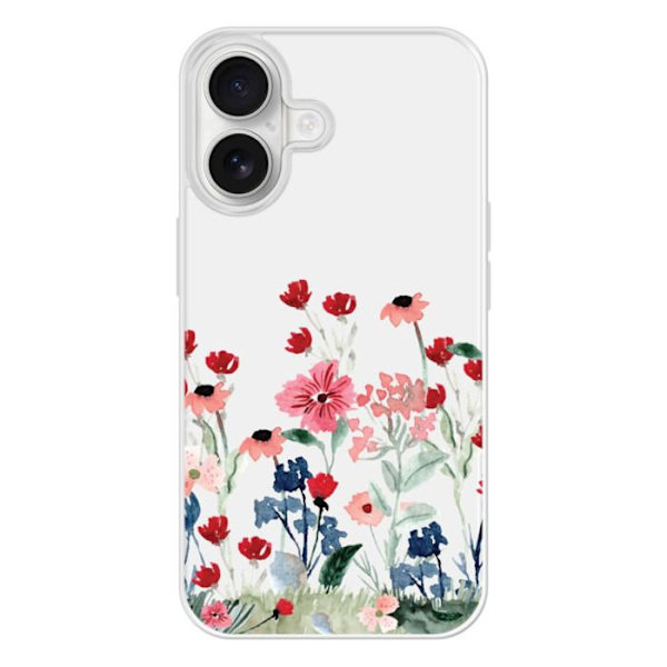 Bellysiskskal med förstärkt silikon, tryckt, kompatibel med Apple iPhone 16, Blomstrande vår. Transparent