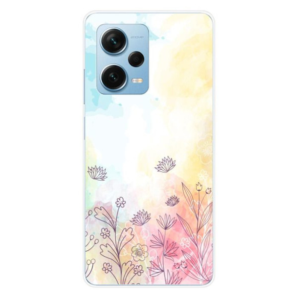 Silikonskal - Kompatibel med Xiaomi Redmi Note 12 Pro Plus - design med akvarellblommor Transparent
