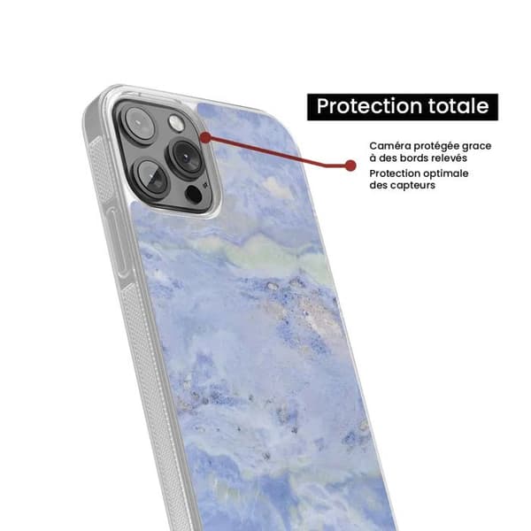 Coque i förstärkt silikon med tryck kompatibel med Samsung Galaxy A15 Marmor Blå Transparent