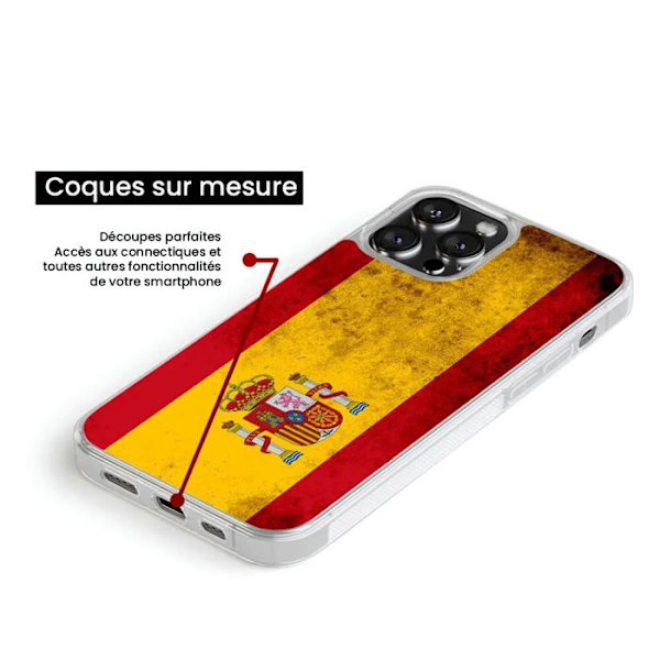 Siliconeförstärkt skal med tryck kompatibel med Samsung Galaxy A15 Spanienflagga Transparent