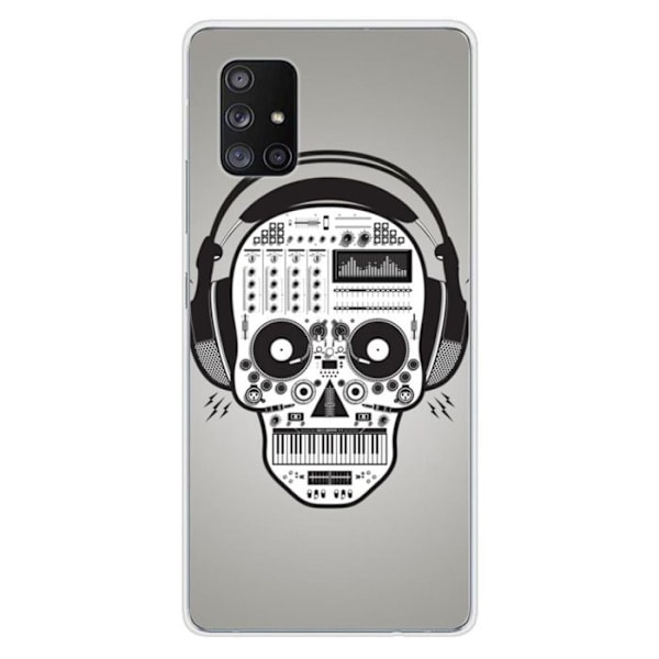 Tryckt silikonfodral kompatibelt Samsung Galaxy A71 5G Skull Music Transparent