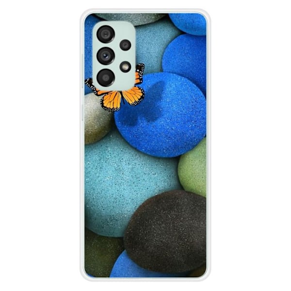 Siliconfodral - Kompatibel med Samsung Galaxy A73 5G - design fjäril pebble blå Transparent