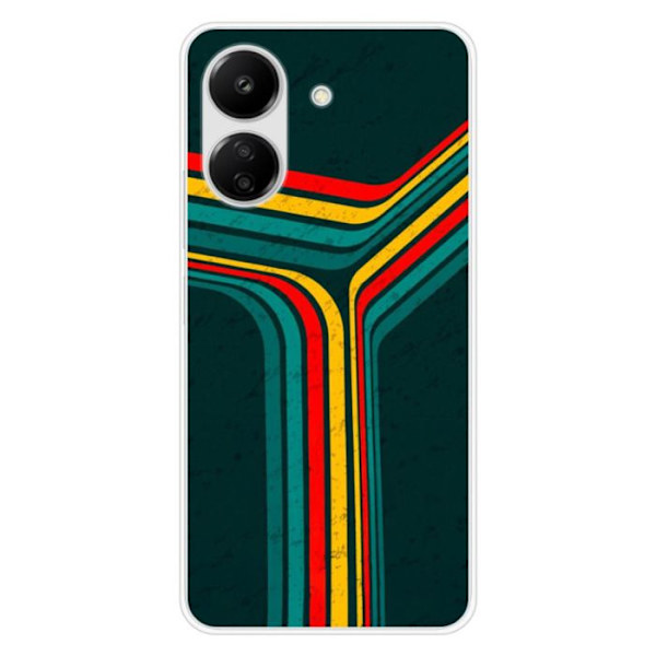 Siliconeöverdrag - Kompatibel med Xiaomi Redmi 13C 4G - retro linjedesign Transparent