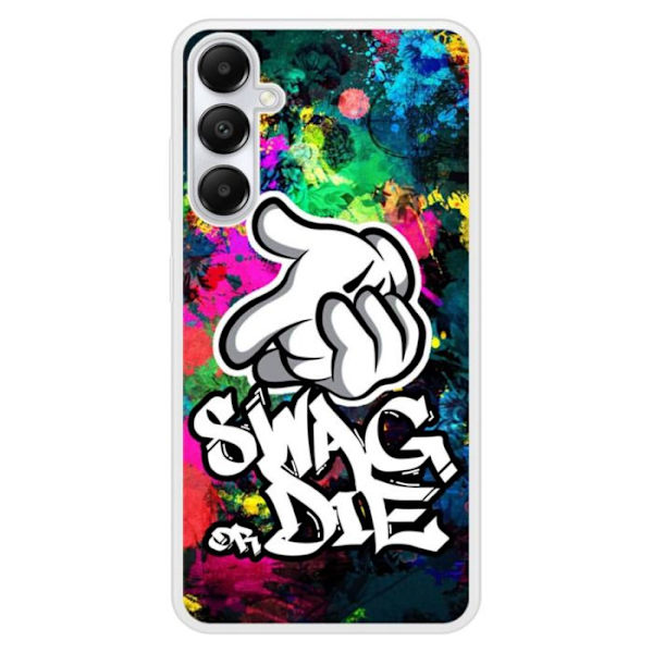 Coque i förstärkt silikon med tryck kompatibel med Samsung Galaxy A25 Swag or die Transparent