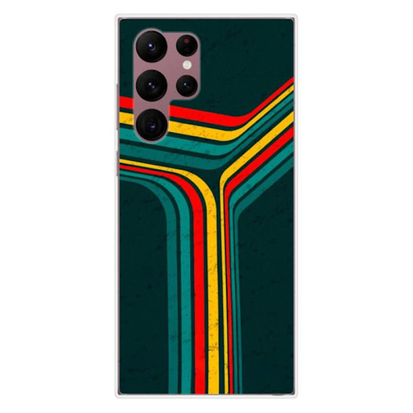 Siliconefodral - Kompatibel med Samsung Galaxy S22 Ultra - retro linjedesign Transparent