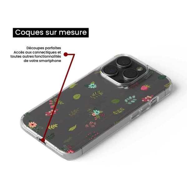 Silikonfodral - Kompatibel med Apple iPhone 15 Pro - design med blommor Transparent