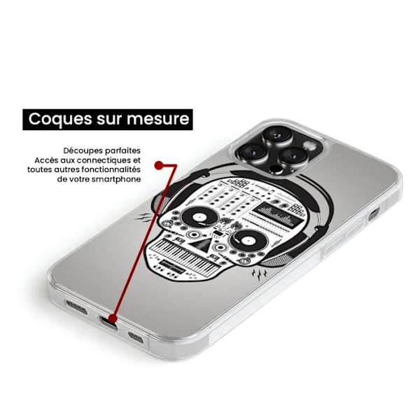 Siliconförstärkt skyddsomslag med tryck som är kompatibelt med Samsung Galaxy S23 FE Skull Music Transparent
