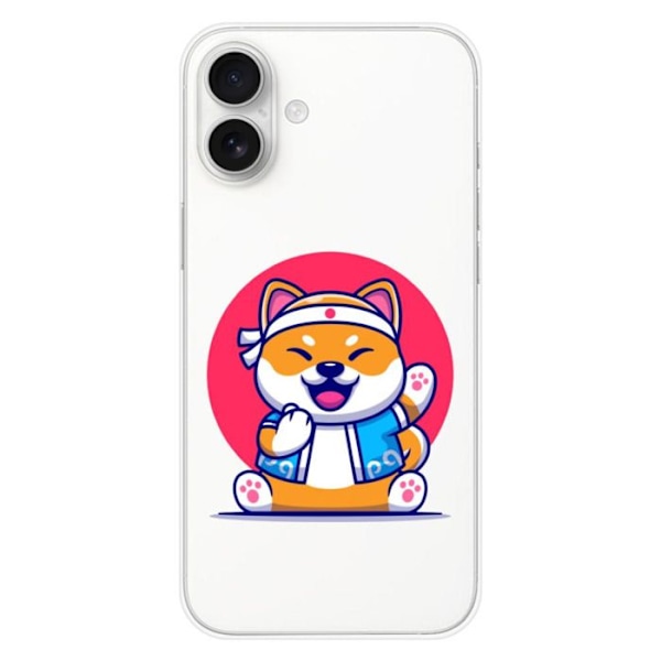 Tryckt silikonfodral som är kompatibelt med Apple iPhone 16 Plus Shiba ninja Transparent