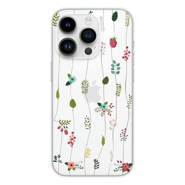 Silikonfodral - Kompatibel med Apple iPhone 15 Pro - design med blommor Transparent