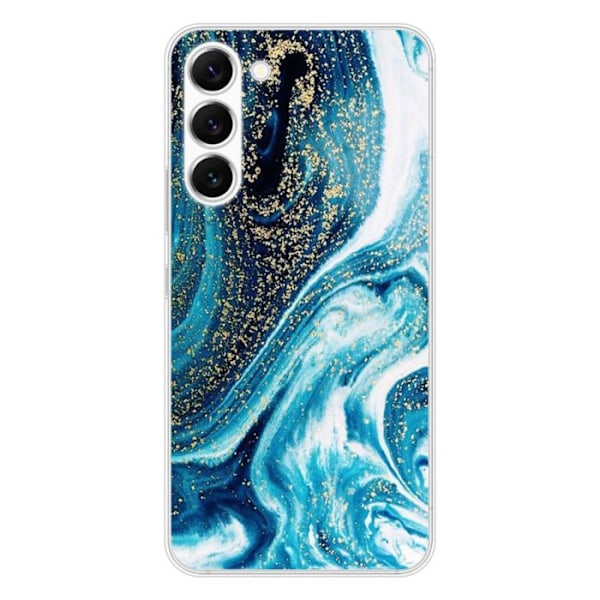 Siliconfodral - Kompatibel med Samsung Galaxy S23 - design i blå glittrig marmor Transparent