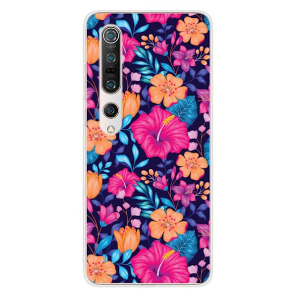 Silicone-tryckskal - 1001 skal - Xiaomi Mi 10 / Mi 10 Pro - Exotiska blommor - Optimal skydd Transparent