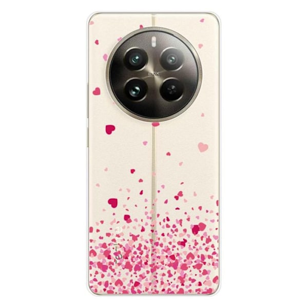 Tryckt silikonfodral kompatibelt med Realme 12 Pro 5G 12 Pro Plus 5G Pink Heart Confetti Transparent