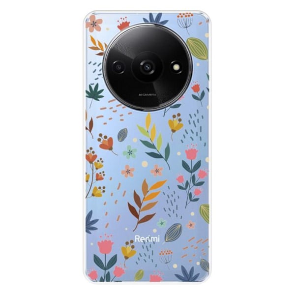 Coque Silikontryckt - 1001 Skydd - Xiaomi Redmi A3 4G - Färgglada Blommor - Mjuk - Optimal Skydd Transparent