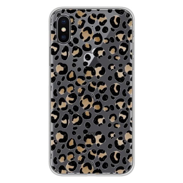 Tryckt silikonfodral som är kompatibelt med Apple iPhone X iPhone XS Leopard Transparent