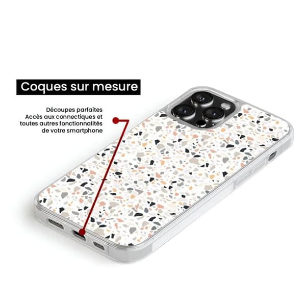Förstärkt silikonetui med tryck kompatibelt med Apple iPhone 16 Plus Terrazzo-färg Transparent