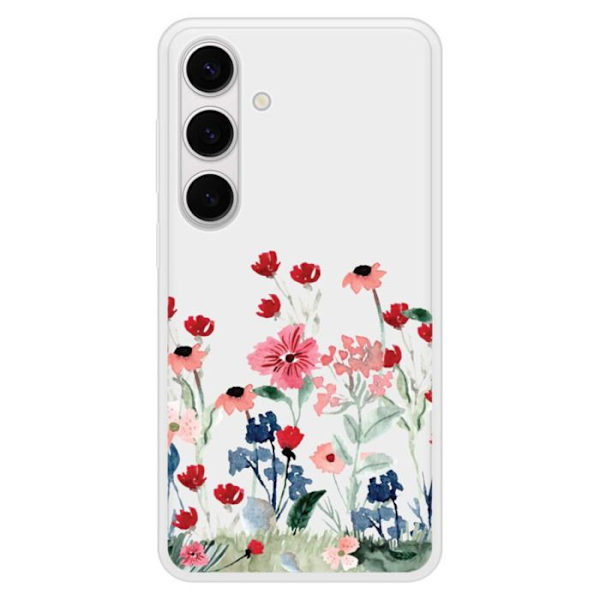 Siliconeförstärkt skal med tryck kompatibelt med Samsung Galaxy S24 Plus Vår i blommor Transparent