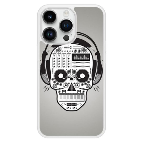 Siliconeförstärkt tryckt fodral kompatibelt med Apple iPhone 14 Pro Skull Music Transparent