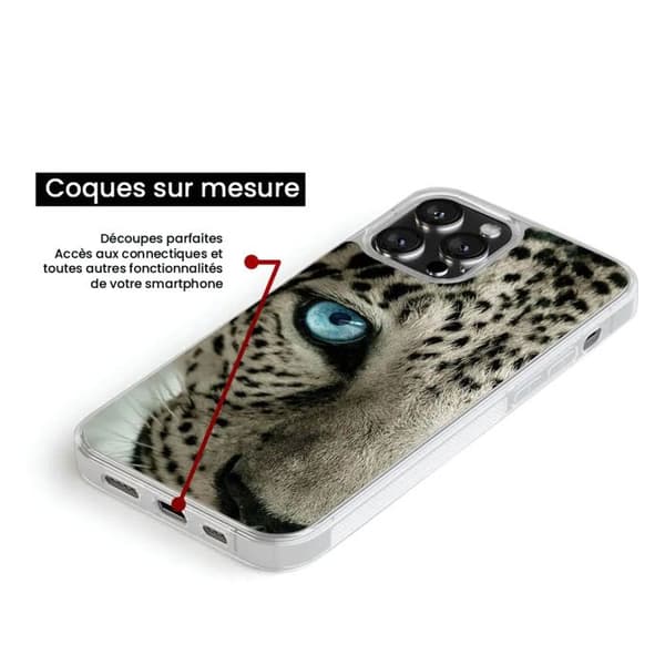 Siliconförstärkt skal med tryck kompatibelt med Apple iPhone 15 Pro Max Leopardögon Transparent
