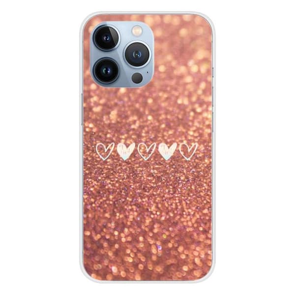 Siliconfodral - Kompatibel med Apple iPhone 13 Pro - design med hjärtglitter Transparent