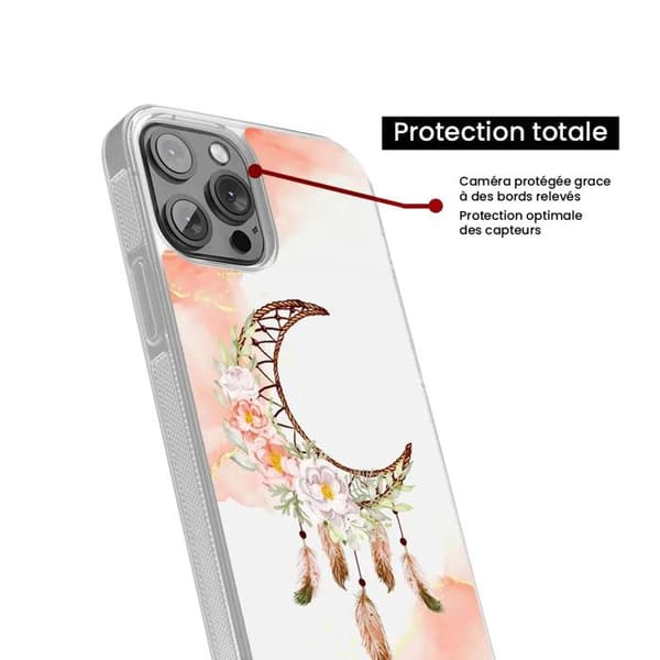 Siliconförstärkt skydd med tryck kompatibel med Apple iPhone 14 Pro Max Drömfångare Måne Transparent