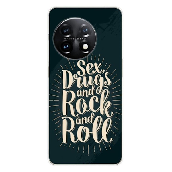 Tryckt silikonfodral som är kompatibelt med OnePlus 11 5G Sex and rock and roll Transparent