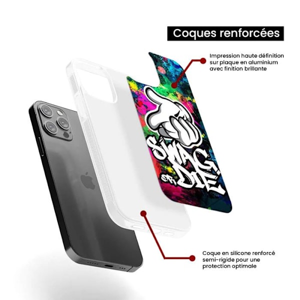 Coque i silikon förstärkt tryckt kompatibel med Apple iPhone 14 Swag or die Transparent