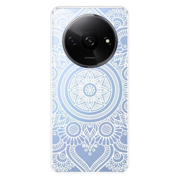 Tryckt silikonfodral som är kompatibelt med Xiaomi Redmi A3 4G Mandala vit Transparent