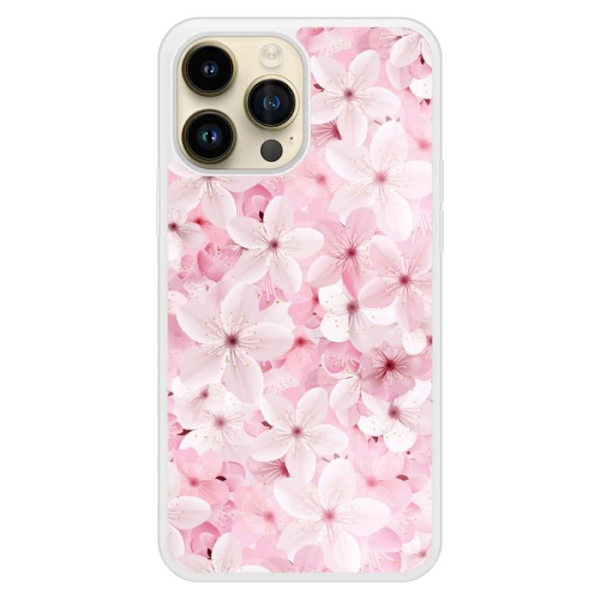 Förstärkt silikonskal med tryck kompatibelt med Apple iPhone 14 Pro Max Sakura Transparent