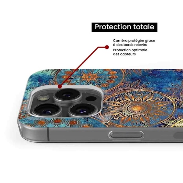 Siliconfodral med tryck - 1001 skal - Apple iPhone 16 - Blå mandala - Optimalt skydd - Semihård Transparent
