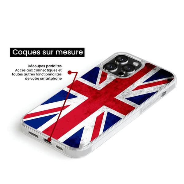 Förstärkt silikonskal med tryck kompatibelt med Apple iPhone 13 Englands flagga Transparent