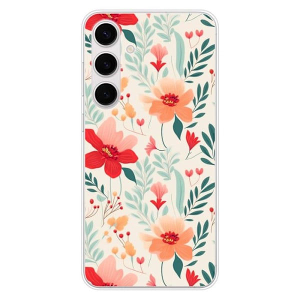 Coque i silikon med tryck - 1001 skydd - Samsung Galaxy S24 FE - Blommönster - Mjuk - Transparent Transparent