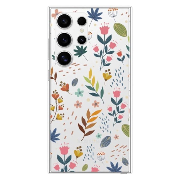 Siliconfodral med tryck - 1001 Fodral - Samsung Galaxy S24 Ultra - Färgade blommor - Mjuk - Transparent Transparent