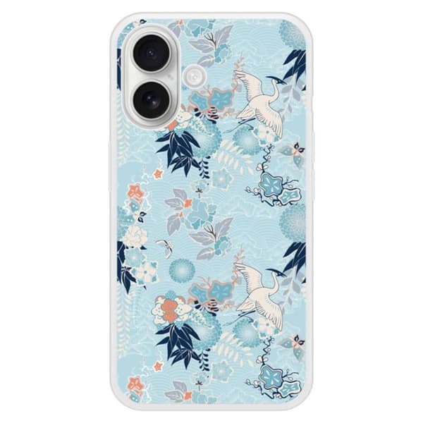 Siliconeförstärkt tryckt skal kompatibelt med Apple iPhone 16 Plus Kimono Transparent