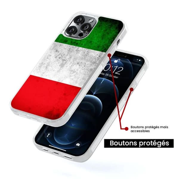 Förstärkt skal kompatibelt med iPhone 13 Mini - Italienska flaggan Transparent